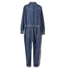 Women’s full sleeve casual loose denim jumpsuits Relaxed Fit Long Sleeve Denim Jumpsuit, Baggy Denim Jumpsuit With Pockets For Fall, Fall Baggy Jumpsuits And Rompers With Pockets, Long Sleeve Denim Blue Jumpsuit With Pockets, Casual Long Sleeve Overalls With Pockets, Long Sleeve Denim Jumpsuit For Fall, Denim Overalls For Fall, Long Sleeve Dark Wash Denim Jumpsuit For Spring, Casual Long Sleeve Denim Jumpsuits And Rompers