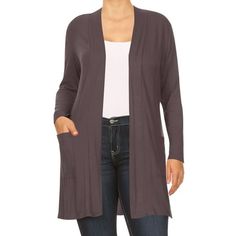 Product Description: Wrap yourself in comfort with our Plus Size Casual Cardigan, a must-have for any wardrobe. This cardigan features a relaxed, loose fit design that drapes beautifully over your figure, offering both style and comfort. Crafted with long sleeves and practical side pockets, it combines functionality with casual elegance. The soft, breathable fabric ensures all-day comfort, making it perfect for layering over tees, blouses, or dresses. Available in a variety of solid colors, this Solid Color Open Front Relaxed Fit Cardigan, Solid Color Open Front Cardigan With Relaxed Fit, Solid Open Front Cardigan With Relaxed Fit, Comfortable Relaxed Fit Soft Knit Cardigan, Comfortable Soft Knit Relaxed Fit Cardigan, Comfortable Soft Knit Cardigan With Relaxed Fit, Casual Open Front Top In Solid Color, Solid Color Open Front Cardigan For Daywear, Solid Open Front Cardigan For Daywear