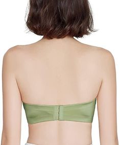 Strapless bra & everyday bra: The straps of this bra are convertible, you may wear it with the straps on or off to suit any outfits--Tank top, bandeau or shoulder-off top etc. Wirefree Thick Padded cups: Lined with ultra padding, the wirefree cups are super soft and suitable for small chests. It's more comfortable with no underwire. Double lift design: Front adjustable ribbon for customize cleavage to show your curve; built-in adjustable back strap to give extra support. The back band is reinfor Green Stretch Tube Top With Built-in Bra, Strapless Bra With Removable Pads For Summer, Strapless Bra With Padded Cups, Summer Strapless Bra With Removable Pads, Strapless Summer Bra With Removable Pads, Green Bra With Integrated Support, Full Coverage Tube Top With Medium Bust Support, Padded Cup Bandeau Tube Top, Green Bandeau Tube Top With Built-in Bra