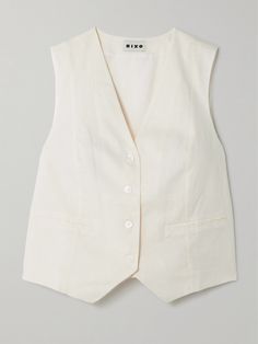 You'll find so many ways to style RIXOs 'Norah' vest. Cut from an airy blend of cotton and linen, it has a classic V-neckline and high-cut arms that won't reveal your lingerie underneath. Use the ties at the back to create a closer fit. Vest White, Linen Women, Cotton Sweater, High Cut, Jeans Dress, Sweater Vest, Women Collection, Women Lingerie, Denim Dress