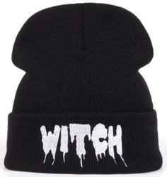 "This skullie/beanie hat is perfect for all seasons. Made from cotton and has \"Witch\" embroidered on the front. One size fits most." Adjustable Beanie For Fall Streetwear, One-size Cotton Hat For Streetwear, One Size Cotton Hat For Streetwear, Hip Hop Beanie Cap One Size Fits Most, Hip Hop Cotton Beanie Hat, Cotton Hats For Outdoor Fall Activities, Winter Cotton Bonnet Cap, Cotton Beanie Cap With Letter Print, Cotton Cap For Fall