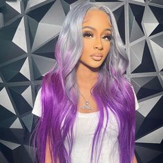 SULMY Grey With Purple Undertone 100% Human Hair Wigs Grey Hair Colour, Hair Color Grey, Light Purple Hair, Glamour Hair, Hair Extensions For Short Hair, Beautiful Gray Hair, Purple Wig, Grey Wig, Short Grey Hair