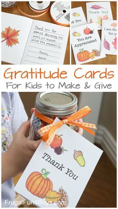 a hand holding a jar filled with thanksgiving cards