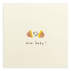 a white card with an image of a bird and the words new baby on it