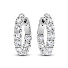 Chic and suave, diamond hoop earrings are forever stylish and fun. Diamond Shape: Round Total Diamond Weight: 3.28 ct Average Diamond Size: 0.16 ct Diamonds Color: G - H Diamonds Clarity: SI - I (Slightly Included - Included) Metal: 14K White Gold Metal Wt: 6.34 gms Setting: Prong Set Length: 0.8 Inches (2.03 cm) Non Threaded Post & Latch Back Closure Mens Earrings, Architectural Jewelry, 14k Gold Hoop Earrings, Mens Earrings Hoop, Hammered Hoop Earrings, Nice Clothes, Tiny Diamond, Geometric Jewelry, Crystal Stud Earrings