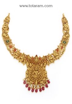 22 Karat Gold "Lakshmi - Peacock" Necklace with Corals, Color Stones, Japanese Culture Pearls, Beads & Pearls (Temple Jewellery)

Enhance Your Beauty with Our Exquisite 22 Karat Gold "Lakshmi - Peacock" Necklace    Indulge in the elegance of Indian craftsmanship with our stunning 22 Karat Gold "Lakshmi - Peacock" Necklace. Adorned with vibrant corals, color stones, Japanese Culture Pearls, beads, and pearls, this temple jewelry piece is a true masterpiece that will elevate your Traditional Kundan Temple Necklace, Luxury, Luxury Gold Plated Temple Necklace For Diwali, Luxury Kundan Necklace For Puja And Festivals, Luxury Chandbali Temple Necklace For Festivals, Traditional Gold Kundan Necklace, Luxury Temple Necklace With Meenakari For Festive Occasion, Luxury Festive Meenakari Temple Necklace, Luxury Gold-plated Kundan Necklace For Festivals, Cheap Temple Jewelry Necklaces For Diwali