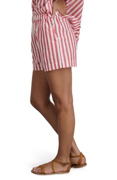 Channel unmistakable retro style in these crisply striped shorts made from a lightweight blend of cotton and linen. 3 1/2" inseam; 26 1/2" leg opening; 12 3/4" front rise; 17" back rise (size Medium) Elastic waist Side-seam pockets; back patch pocket 74% cotton, 26% linen Machine wash, line dry Imported Alex Mill, Stripe Shorts, Back Patch, Striped Shorts, Retro Style, Patch Pocket, Retro Fashion, Elastic Waist, Nordstrom