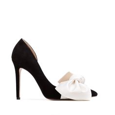 Samantha Black Suede And Oversized White Satin Bow Open Sided Stiletto | Ginissima | Wolf & Badger Chic Heels For Gala, Chic Formal Evening Heels, Elegant Evening Heels For Formal Occasions, Elegant Formal Evening Heels, Classic Evening Heels With Bow, Elegant Fitted Heels For Gala, Elegant 4-inch Heel Heels For Gala, Elegant 4-inch Heels For Gala, Elegant Bow Heels For Evening