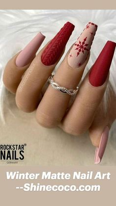 Christmas Nail Art Ideas, Christmas Nail Art Easy, Matte Nail Art, Matte Nail, Nail Art Techniques, Christmas Nail Art Designs, Diy Nail Designs