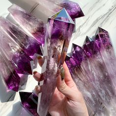 * They are natural crystal, please accept that they are not "perfect", they may have natural cracks and patterns. Size & Fit:71: 150g, 4.9 * 1.6 inches72: 306g, 5.4 * 2.2 nches73: 654g, 6.6 * 2.8 inches74: 118g, 6.3 * 1.3 inches75: 508g, 7.6 * 2.2 inches76: 197g, 6.3 * 1.8 inches77: 253g, 5.9 * 1.8 inches78: 183g, 7.4 * 1.5 inches79: 264g, 8.1 * 1.7 inches80: 493g, 8.1 * 2.4 inches Materials: Amethyst Features:Amethyst is a natural tranquiliser, it relieves stress and strain, soothes irritability, balances mood swings, dispels anger, rage, fear and anxiety. Alleviates sadness and grief, and dissolves negativity. Amethyst activates spiritual awareness, opens intuition and enhances psychic abilities.Crystal healing experts promote amethyst as a stone of peace and calm. They recommend using t Manifest 2024, Amethyst Wand, Meditation Tools, Amethyst Point, Crystal Wand, Rainbow Crystal, Spiritual Awareness, Stone Design, Small Jewelry