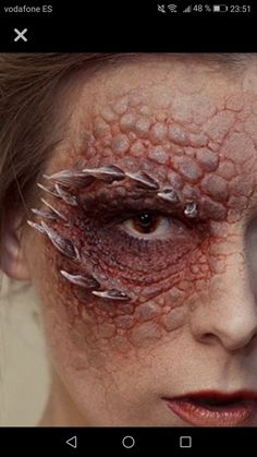 dragon makeup Dragon Prosthetic Makeup, Dragon Sfx Makeup, Prosthetic Makeup Special Effects, Special Effects Makeup Prosthetic, Dragon Halloween Makeup, Dragon Makeup Look, Sfx Makeup Looks, Horror Makeup Ideas, Makeup Dia