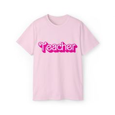 🌟 **Barbie-Inspired Teacher Shirt - Channel Your Inner Educator Diva 🌟 Step into the classroom with style and a touch of nostalgia with our Barbie-themed teacher shirt. Crafted to perfection, this shirt blends the charm of your favourite doll with the professionalism of an educator, making it an ideal addition to your wardrobe. 👚 **Product Highlights 👚 📏 **Optimal Dimensions This shirt boasts a comfortable fit, ensuring you stay cozy and confident all day long. 🌈 **Variety of Hues Choose from an array of captivating colors to express your vibrant personality. Please note, fiber content may vary depending on the color you choose. 💎 **Quality Fabric Medium-weight fabric (6.0 oz/yd²) guarantees durability while feeling light and breathable. 👌 **Classic Fit Designed with a classic fit Barbie Teacher Shirt, Pink Barbie Shirt, Barbie Sublimation Shirt, Barbie Tshirts Women, Black Barbie T Shirt, Teaching Game, Unique Shirt, Teacher Favorite Things, Teacher Shirts