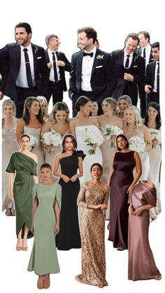 a collage of people dressed in formal wear