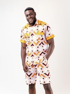 Here’s your chance to show off your bright side in this incredibly cool Mane shorts matching set .it's simple but so chic.Great for a day at the beach or pool, but also for a nice casual outdoor event. It's all yours Description 100% Cotton African Print Wax Short sleeves shirt and matching shorts Front lapel, one button Front button shirt Shorts with zipper Made in Cameroon Fabric from Benin Care instructions Hand wash cold Hang to dry Do not bleach Iron on the wrong side Shorts Matching Set, Short Sleeves Shirt, Kitenge, Outdoor Event, Matching Shorts, Day At The Beach, Bright Side, Button Shirt, African Dress