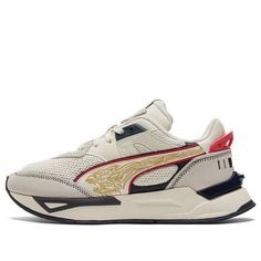 PUMA Shoes Sports Casual Shoes 'Cream Black Red' 386941-01 (SNKR/Retro/Unisex/Low Top) Retro Lace-up Running Shoes With Boost Midsole, White Retro Running Shoes With Rubber Sole, Retro White Running Shoes With Rubber Sole, Retro White Running Shoes With Boost Midsole, Retro High-top Running Shoes, Beige Low-top Running Shoes With Rubber Sole, Red Sole Slip-on Sports Running Shoes, Red Sole Slip-on Running Shoes For Sports, Slip-on Running Shoes With Red Sole For Sports