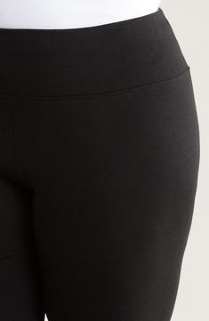 Move easily in these shapely high-waist leggings designed with comfy stretch and cool, ankle-grazing cuffs. 29" inseam; 11" leg opening; 14" front rise; 18" back rise (size 3X) 67% Tencel® lyocell, 28% organic cotton, 5% elastane Tencel lyocell is a sustainably produced fiber made with closed-loop processing Dry clean or machine wash, line dry Made in the USA of imported fabric This brand has B Corp certification, representing business practices with emphasis on social and environmental performa Comfort Stretch Tights With Wide Waistband, Spring Ankle-length Elastane Leggings, High Stretch Elastane Ankle-length Leggings, Functional Moisture-wicking Black Leggings, Black Moisture-wicking 4-way Stretch Leggings, Black Ankle-length Elastane Leggings, Compressive Capri Leggings, 4-way Stretch Capri Leggings, Ankle Leggings