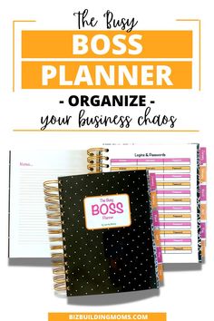 the boss's planner is shown with text that reads, the boss's planner organizer organize your business chaos