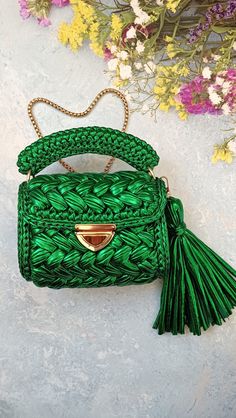 Crochet luxury metallic women's shoulder bag👜. 💥The crochet luxury bag is made with premium leather metallic yarn. 💥leather metallic yarn 💥stainless accessory 💥satin lining (matching the color of the bag) 💥110 cm hanger length (I can make it longer according to preference) 💥clean workmanship 💥custom design 😍 📐Measurements of knitted bags:          24x9x19 💫Handmade personalized bag is suitable for shoulder and crossbody use. (It can also be used as a handbag if you prefer.) ❤️I can make it in any size. 💥Free EXPREES shipping internationally 🌏✈️ 💥Handmade knitted green bag will add elegance to your elegance in your daily use and special days, invitations and parties.😍 💥Custom knitted design bag can be a great gift for your loved ones 🎁 (birthday gift, girlfriend gift, lover Crochet Luxury, Metallic Clutch Bag, Metallic Leather Bag, Multi Colored Bag, Personalized Gift Bags, Metallic Yarn, Handmade Gifts For Her, Luxury Bag, Metallic Bag