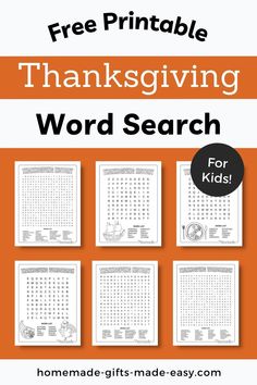 thanksgiving word search for kids with free printable worksheets on the front and back