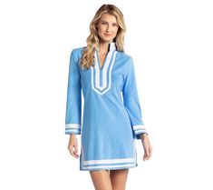 Dive into comfort and style with this long sleeve terry tunic, featuring soft fabric, UPF 50, and a flattering cut, making it perfect for sunny beach outings or poolside lounging. From Cabana Life.