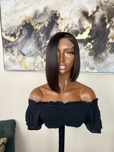 Beginner-friendly and is constructed using 100% virgin hair extensions that will last you years with proper care. Our units are glue-less and come ready to wear straight out the box. Add your lace tint or makeup to the lace and go. No salon needed! This wig will last you years with proper care. Perfect for Queens who love a short cut. PRE-ORDER UNIT. This means that your wig will be made custom just for you after your order placement. please allow up to 14 business days for processing (excludes weekends and holidays). Your order will be shipped after the processing period.    Sizes Available: XS, S, M, L, & XL. Please measure the circumference of your head before purchasing. All sales are final. Hair Type: 100% virgin hair extensions Texture: Straight Style: Bob Wig Lace: 4x4 Transparent L 4x4 Lace Closure Wig, Style Bob, Wig Bob, Wig Lace, Lace Closure Wig, Closure Wig, Short Cut, Bob Wig, Human Hair Wig