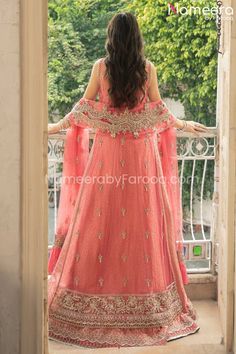 Buy Coral Pink Lehenga with Front Open Kameez Dress hand-crafted with silver and goldwork. Pearls and motifs give a glamorous touch to this Lehenga Dress. Jamawar Lehnga, Lehenga For Women, Lehenga Dress, Combination Dresses, Pakistani Bridal Dress, Pearl Work, Open Shirt, Net Lehenga, Pink Lehenga