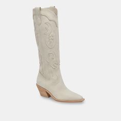 SAMSIN BOOTS IVORY NUBUCK – Dolce Vita Leather Western Boots, Trending Sandals, Tall Boot, Western Leather, Western Boot, Dolce Vita Shoes, Tall Boots, Western Boots, Favorite Jeans