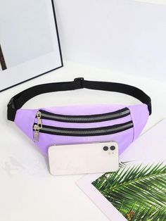 BirdinBag - Waterproof Purple Zip Front Medium Fanny Pack Trendy Purple Bags For Outdoor Activities, Trendy Outdoor Belt Bag With Zipper Pocket, Trendy Outdoor Belt Bag With Zipper Closure, Casual Purple Belt Bag For Travel, Casual Purple Shoulder Bag For Outdoor, Multifunction Bag, Mauve Purple, Adjustable Bag, Pillow Styling