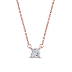 Unique and stylish, this lab-created diamond solitaire necklace makes a dazzling impression. 14K rose gold Cable chain necklace is centered with a 1/3 ct. round lab-created diamond F color/SI2 clarity Includes certification card Adjustable 18.0-inch necklace Solitaire Necklace, Cable Chain Necklace, Diamond Solitaire Necklace, Solitaire Necklaces, Lab Created Diamonds, Diamond Solitaire, Cable Chain, Chain Necklace, Lab