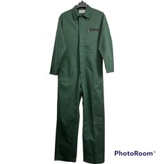 Vintage Coveralls Green Riverside Sz Medium Green Mechanic Workshop Made In Usa Nwot Condition: New Without Tags Measurements (Taken With Garment Lying Flat): Chest (Around): 43" Sleeve Length: 22.5" Shoulder To Shoulder: 19" Waist (Around): 36" Inseam: 31" Details: Double Side Pockets, Zippered Chest Pocket, Arm Pocket For Pencil / Pen, 2 Back Pockets, Back Elastic Waist, Button, And Zipper Closure, Long Sleeves, Back Elastic Waist, Polyester Blend (Permanent Press), Made In Usa Tags: Mechanic, Green Cotton Jumpsuits And Rompers With Side Pockets, Green Cotton Jumpsuits With Side Pockets, Green Long Sleeve Jumpsuits And Rompers For Work, Green Utility Overalls For Workwear, Full Length Overalls With Pockets For Work, Green Utility Jumpsuit For Workwear, Green Utility Jumpsuits And Rompers For Work, Green Utility Style Jumpsuit For Work, Fitted Green Overalls For Workwear