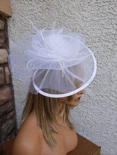 large white feather fascinator attaches with a clip or headband both included Ships from Las Vegas expect 4-6 business days Kentucky Derby Theme, Navy Blue Fascinator, White Fascinator, Blue Fascinator, Pink Fascinator, Black Fascinator, Feather Fascinator, Tea Party Hats, Feather Fascinators