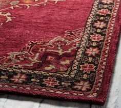 Red Multi Aamir Persian Rug | Pottery Barn Red Persian Rug Living Room, Red Vintage Rug, Vintage Red Rug, Red Persian Rug, Persian Rug Designs, Hallway Carpet Runners, Red Wool Rug, Vintage Room Decor, Homes Interior