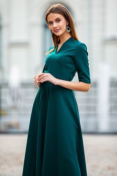 "Dark Green Maxi Dress, New Year Maxi Dress, Cocktail Party Dress Classic dark green maxi dress with circle skirts ➤ Features > dress lenght: 150 cm / 59,05\" > mid sleeves > v neckline > circle skirts > waistband ➤ Sizing My Size Guide in FAQ section below will help you define the perfect size match. The item can also be made according to your measurements - just message them to me. ➤ Delivery Your item is made-to-order and will be ready within 2-7 days. Average delivery times: & Chic Green A-line Maxi Dress, Elegant Green V-neck Short Sleeve Dress, Formal Dark Green V-neck Dress, Chic Dark Green V-neck Dress, Dark Green Evening Dress For Spring, Fitted V-neck Midi Dress In Dark Green, Fitted Dark Green V-neck Midi Dress, Formal Green V-neck Maxi Dress, Fitted Dark Green Midi Dress With V-neck