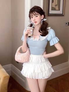 Kawaii Aesthetic Coquette Dollette Lace Neckline Rib Knit Tshirt Blouse Measurements Please choose according to weight. S 40-50kg / 90-110lb M 50-55kg / 110-121lb L 55-60kg / 121-132lb XL 60-65kg / 132-143lb *Standard shipping time to the US is 9-19 business days. Please consult our shipping page for shipping time estimates for other countries. *Please check the measurements/size chart very carefully when ordering from The Kawaii Factory. Most of our clothes come in Asian sizes, which are generally 1-2 sizes smaller than US/EU sizes. Buyers shall bear the full cost of return shipping charges unless the product is significantly different from what is described on the product page. *Lingerie and pajamas cannot be returned or exchanged. Casual Autumn Outfits Women, Fall Outfits Korean, Blouse Measurement, Aesthetic Coquette, Summer Lace, Cute Blouses, Lace Neckline, Kawaii Aesthetic, Knitted Tshirt