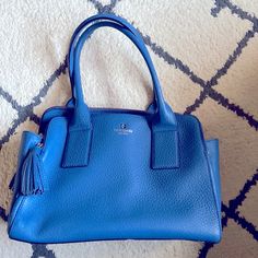 Kate Spade Bag. New Without Tags. With Dust Bag. Multiple Pockets. Fits A Laptop. Classic Blue Tote Satchel, Chic Blue Double Handle Satchel, Blue Shoulder Bag With Gold-tone Hardware For Office, Classic Blue Satchel For Shopping, Blue Office Satchel With Detachable Handle, Chic Blue Shoulder Bag For Office, Chic Blue Shoulder Bag With Handle Drop, Chic Blue Satchel Clutch, Blue Shoulder Bag With Handle Drop For Office