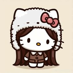 hello kitty is wearing a winter hat