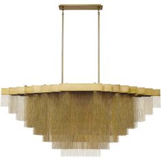 an art deco chandelier made out of wood and metal rods with fringes hanging from the ceiling