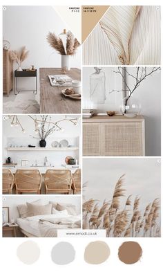 the color scheme is neutral and white with some brown accents, including beiges and browns