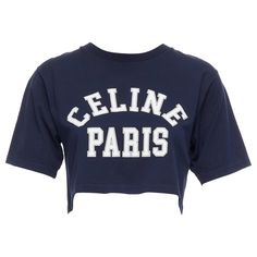 CELINE navy white big varsity Paris logo boxy crew neck crop tshirt XS Reference: YIKK/A00108 Brand: Celine Designer: Hedi Slimane Material: Cotton Color: White, Navy Pattern: Solid Closure: Slip On Made in: Italy CONDITION: Condition: Excellent, this item was pre-owned and is in excellent condition. This item is in excellent condition and ready to be loved. Comes with: Style code present (Generic) SIZING Designer size: XS Size reference: US2-4 / UK8 / IT40 / FR36 / XS-S MEASUREMENTS: Shoulder to shoulder: 43cm / 16.8" Chest: 43cm / 16.8" Waist: 45cm / 17.6" Length: 41cm / 16" Sleeve length: 22cm / 8.6" This Celine item is authentic. Celine Clothes, Paris Logo, Hedi Slimane, Jay Park, Bride Clothes, To Be Loved, Crop Tshirt, Navy White, Tshirt Logo