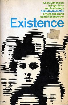 an old book with black and white lines on the cover that reads existence