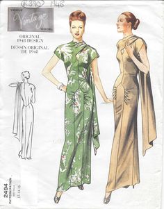 1948 Vintage Vogue Sewing Pattern B40 42 44 Dress R948 | eBay Vogue Sewing Patterns Vintage4me2, Vogue Sewing Patterns Vintage, Vogue Dress Patterns 2022, Vogue Vintage, Vogue Sewing, Vintage Vogue, Evening Dress, Sewing Pattern, Vogue