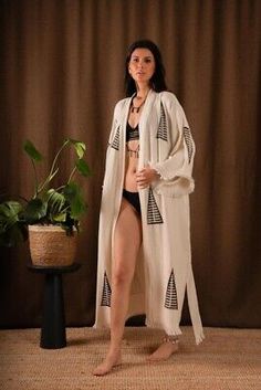 dressing gown robe Boho Kimono Morning Robe Handprint Kimono Jacket Gift for her  | eBay Dressing Gown Robe, Boho Kimono, Dressing Gown, Kimono Jacket, Sleepwear Robe, Kimono Fashion, Luxury Women, Boho Style, Soft Fabric