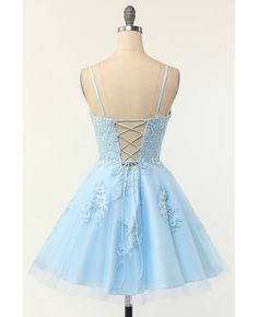 Best 11% off now! Buy beautiful appliques blue strapless short homecoming dress at wholesale price online. Free shipping and pro custom service since 2009. Blue Lace Mini Dress For Homecoming, Blue Lace Mini Dress For Prom, Light Blue Mini Dress For Homecoming And Prom, Light Blue Mini Dress For Homecoming During Prom Season, Light Blue Mini Dress For Homecoming Prom, Light Blue Mini Dress For Homecoming Prom Season, Blue Strapless Dress For Homecoming Prom Season, Blue Strapless Prom Dress With Corset Back, Blue Strapless Dress With Corset Back For Prom