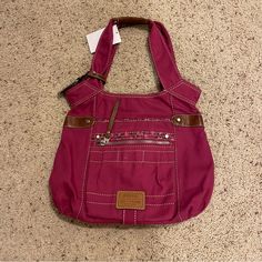 Nwt Fossil Vintage Magenta Canvas Shoulder Bag Measurements In Photos (~16 In X 13 In) Lots Of Exterior And Interior Pockets, Cute Floral Design Inside. Retagged From Macy’s Open To Offers! #Vintage #Fossil #Y2k Casual Pink Satchel With Zipper Closure, Casual Purple Shoulder Bag Satchel, Casual Purple Shoulder Satchel, Purple Satchel With Large Capacity, Large Capacity Purple Satchel, Casual Purple Satchel With Adjustable Strap, Casual Purple Satchel Shoulder Bag, Purple Shoulder Bag With Zipper Pocket, Trendy Purple Bag With Zipper Pocket