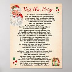 a christmas poem with santa clause on it