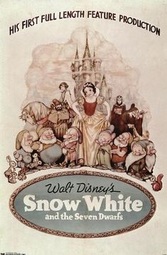 the snow white and the seven dwarfs poster from walt's animated film, which was released in 1971