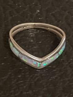 opal inlay stacker ring Silver Opal Ring With Inlay, Silver Opal Ring With Inlay For Anniversary, Anniversary Silver Opal Ring With Inlay, Stacker Rings, May 1, Band Rings, Opal, Jewelry Rings, Ring Size