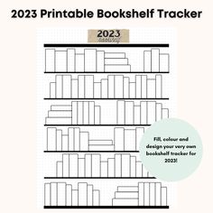 the printable book shelf tracker is shown in black and white, with an image of books