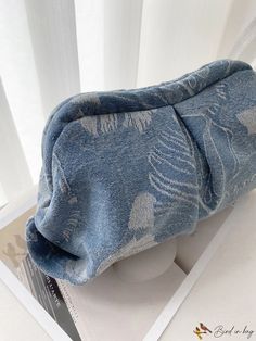 Bird in Bag - Printed Denim Clutch Bag Denim Clutch Bags, Ruched Bag, Denim Clutch, Printed Denim, Bird In Bag, Bag Bag, Polyester Material, Baby Blue, Clutch Bag