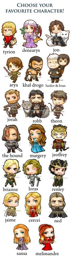 the characters in game of thrones are shown with their names on each character's face